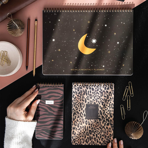 A4 Haftalık Ve Günlük 3’lü Masaüstü Süresiz Planlayıcı Set – Leopar