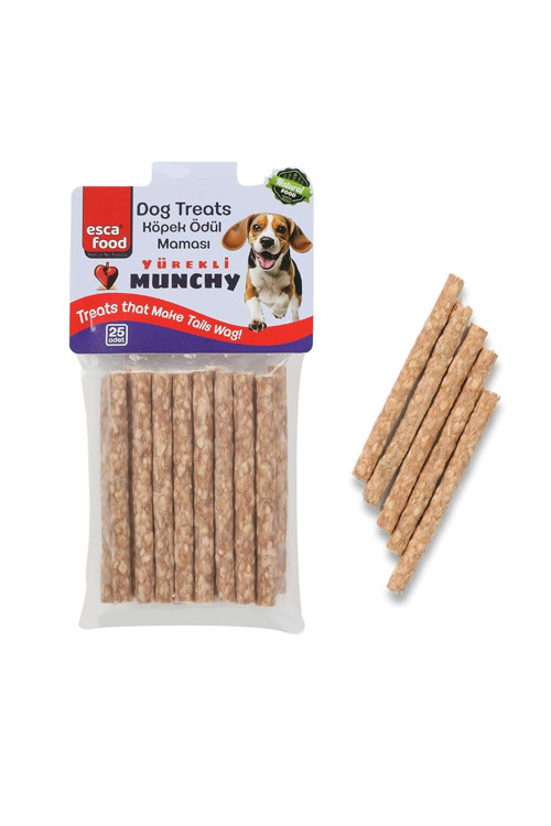 Munchy Çubuk Yürekli 12 Santimetre 8 Gram 25'li Köpek Ödül Maması