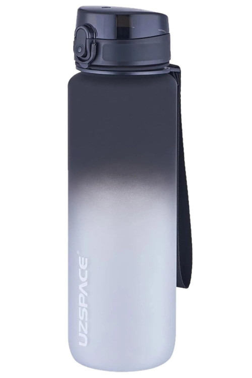 1000ml Büyük Boy Soft Touch Çift Renk Motivasyon Su Matarası (Siyah-Beyaz)