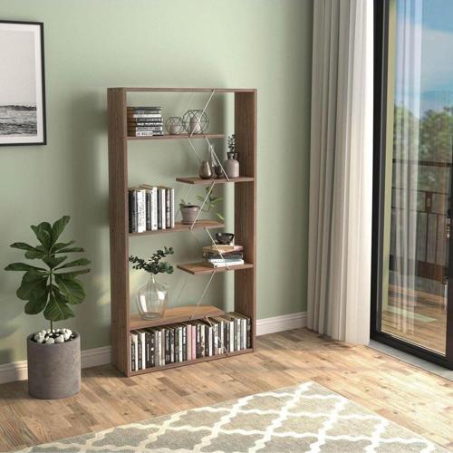Tars Kitaplik Ceviz-Krom 106 x 85 x 30 cm
