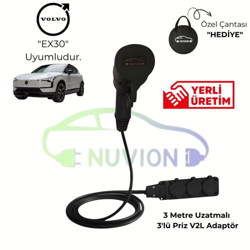 Nuvion V2L- VOLVO Marka İle Uyumlu 3'Lü V2L Elektrikli Araç Şarj Kablosu - Enerjini Elektrikli Aracından Al