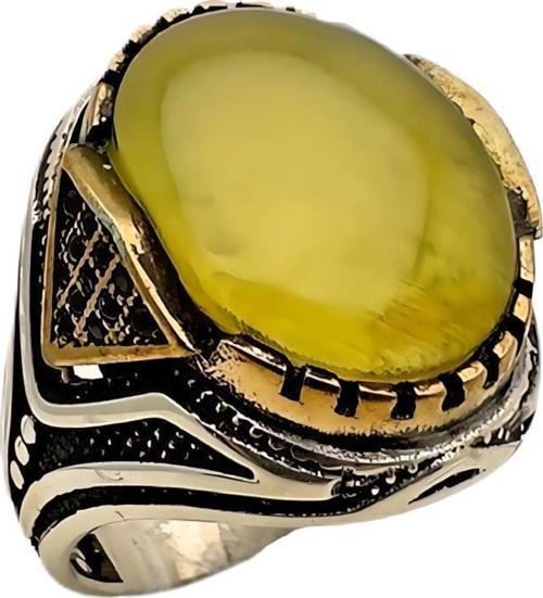 Kehribar ve Zirkon Taşlı Gümüş Yüzük 240053172G21Y