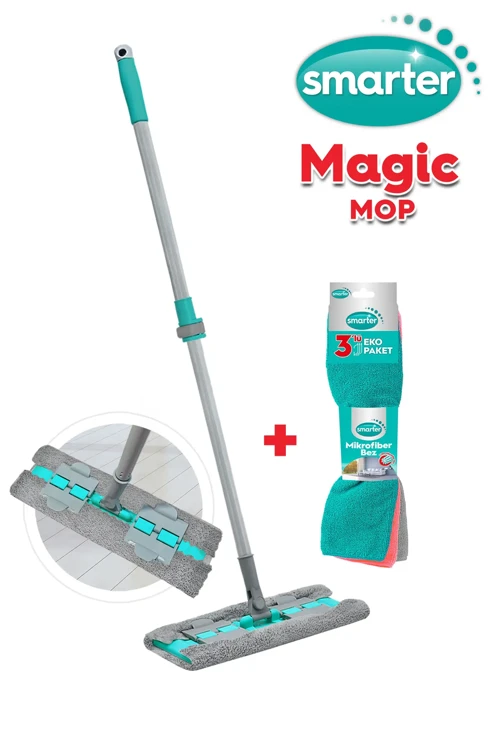 MAGIC MOP + MİKROFİBER 3'LÜ TEMİZLİK BEZİ PASPAS TEMİZLİK SETİ MANDALLI
