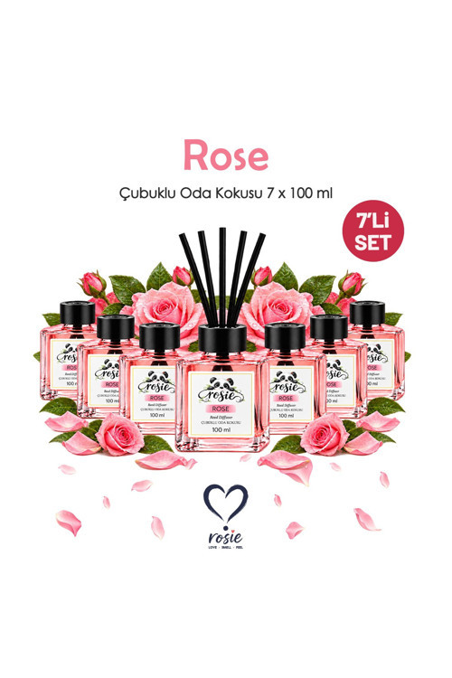 Gül 7'li Çubuklu Oda Kokusu Seti 7 x 100 ml – Klasik ve Zarif Gül Kokusu