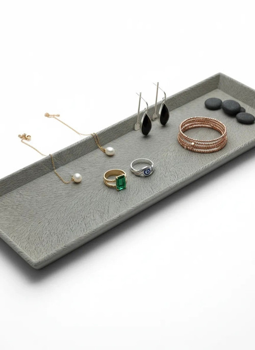 Yeni Model Kadife Kumaş Krem Renk 38,5 Cm / 18,5 Cm Servis Takı Organizeri