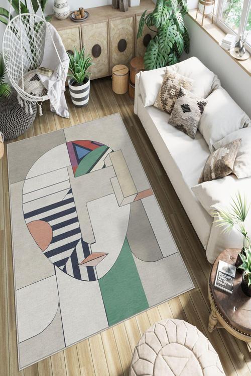 Dekoratif Özel Tasarım Yıkanabilir, İnce, Kaymaz Tabanlı, Modern Halı