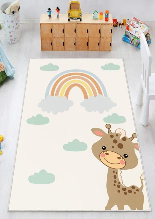 Dekoratif Özel Tasarım Yıkanabilir,İnce, Kaymaz Tabanlı, Modern Çocuk Oda Halısı