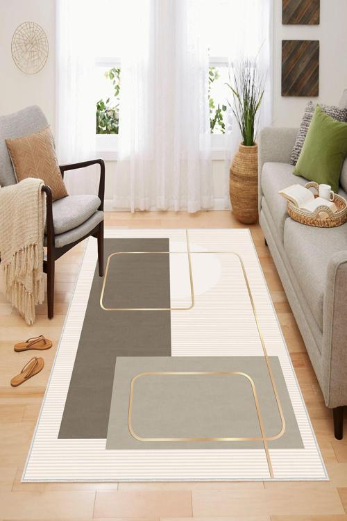 Dekoratif Özel Tasarım, Yıkanabilir, İnce, Kaymaz Tabanlı, Modern Halı