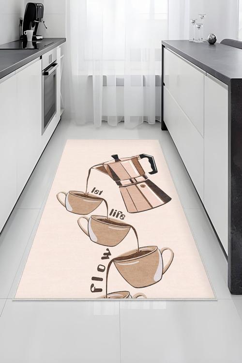 Dekoratif, Kaymaz Taban, Yüksek Kalite, Uzun Ömürlü, İnce Yıkanabilir, Modern Mutfak Halısı