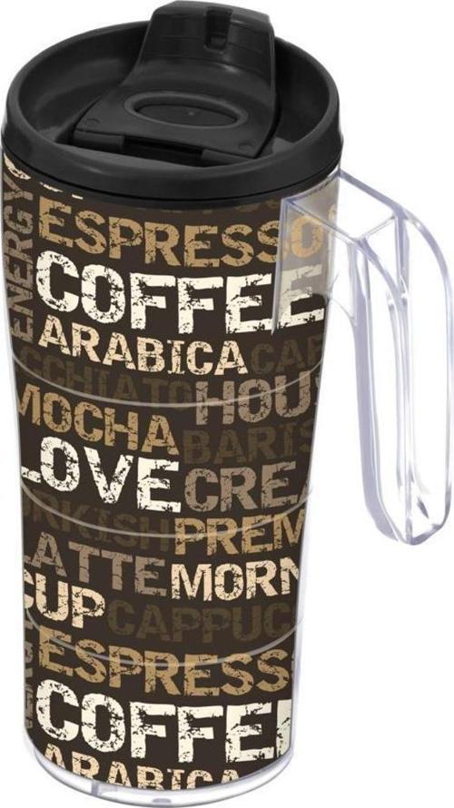 Desenli Kulplu Kahve Bardağı-Coffee Yazılı