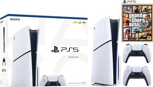 Playstation 5 1 TB Slim Cd Edition Konsol + 2. Ps5 Kol + Ps5 Gta 5 Oyunu (İthalatçı Garantili)