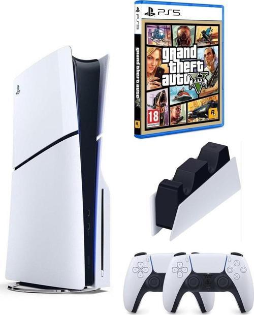 Playstation 5 Slim Cd Edition + 2. Dualsense Ps5 Kol + Sarj İstasyonu + Gta 5