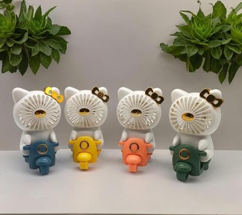 Sevimli Kedi Figürlü USB ve Şarjlı Masaüstü Vantilatörü