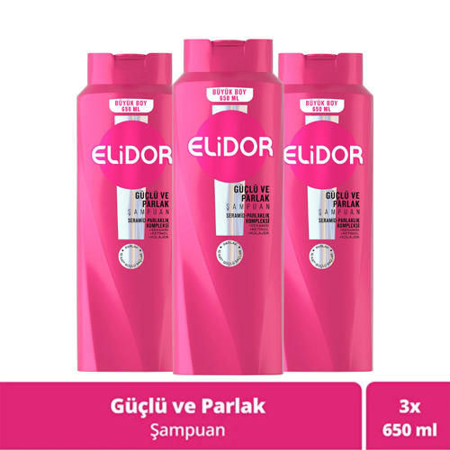 Güçlü ve Parlak Saç Bakım Şampuanı 650 ml x 3 Adet