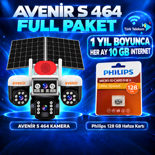 S464 Solar 4G Kamera Full Paket – 128 GB Hafıza Kartı ve 1 Yıl Boyunca Her Ay 10 GB Türk Telekom İnternet