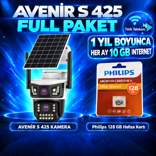 S425 Solar 4G Kamera Full Paket – 128 GB Hafıza Kartı ve 1 Yıl Boyunca Her Ay 10 GB Türk Telekom İnternet