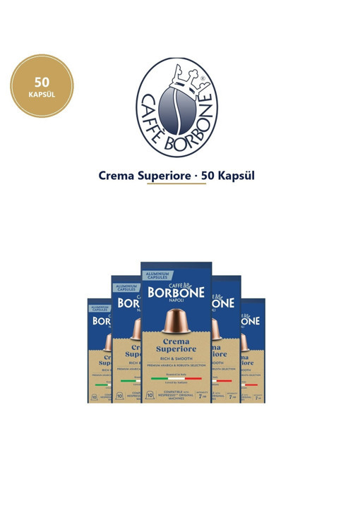 Crema Superiore Mega Kutu 50 Kapsül Nespresso Uyumlu Aylık Premium Stok