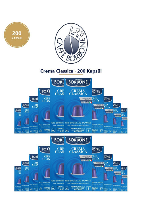 Crema Classica 200 Kapsül 2x100 Nespresso Uyumlu Alüminyum Kapsül TETT 07/2027