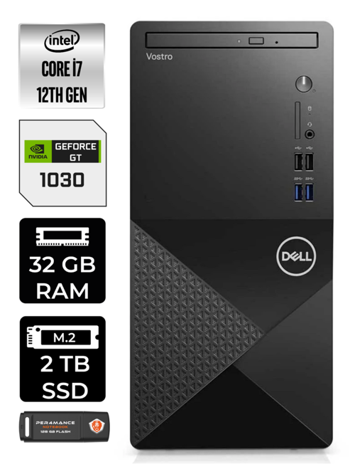 VOSTRO i7 12700 32GB RAM 2TB SSD GT1030/4GB W11HOME N7600VDT3910 MASAÜSTÜ PC & PER4 BELLEK