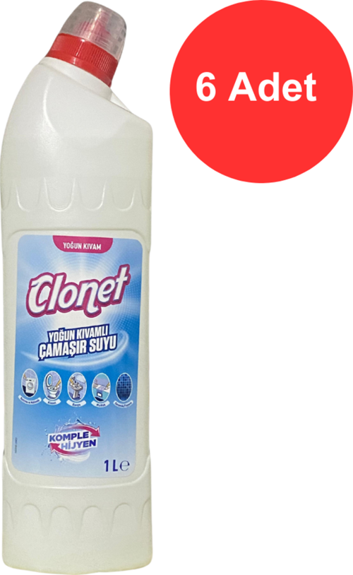 Clonet Yoğun Kıvamlı Çamaşır Suyu 6 Ad x 1 Lt.