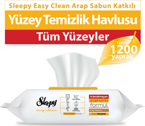 Easy Clean Arap Sabunu Katkılı Yüzey Temizlik Havlusu 12x100 (1200 Yaprak)