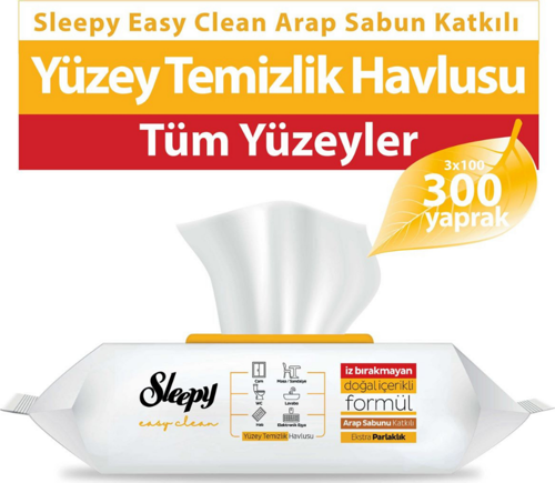 Easy Clean Arap Sabunu Katkılı Yüzey Temizlik Havlusu 3x100 (300 Yaprak)