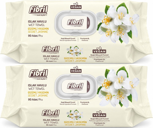 Islak Havlu Mendil 90 Yaprak Gizemli Yasemin Plastik Kapaklı (2 Li Set) 180 Yaprak