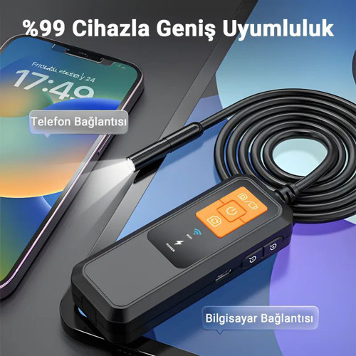 W600-2 Endoskop Kamera | 850MAH Şarjlı, Yan Ayna ve Mıknatıslı Boru ve Araç Iç Görüntüleme Cihazı (10 metre)