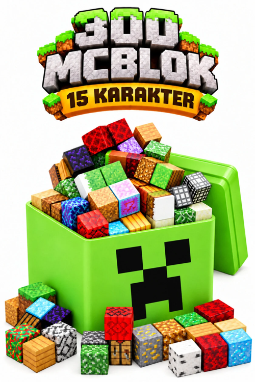 Creeper Kutulu Minecraft Manyetik Blok Seti - 300 Parça + 15 Karakter