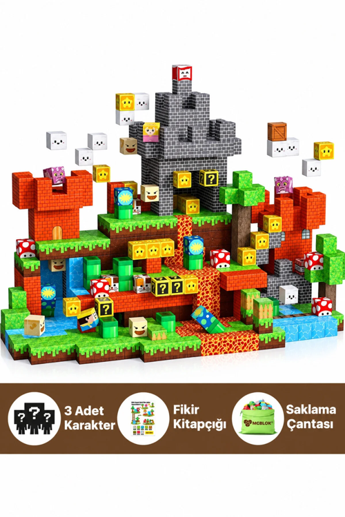 Süper Mario Temalı Minecraft Manyetik Blok Seti - 150 Parça