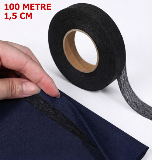 TexFix, 100m, Siyah, İz Yapmayan, Kağıtsız, Hayalet Tela, Çift Taraflı Tela, Paça Telası, 1.5cm
