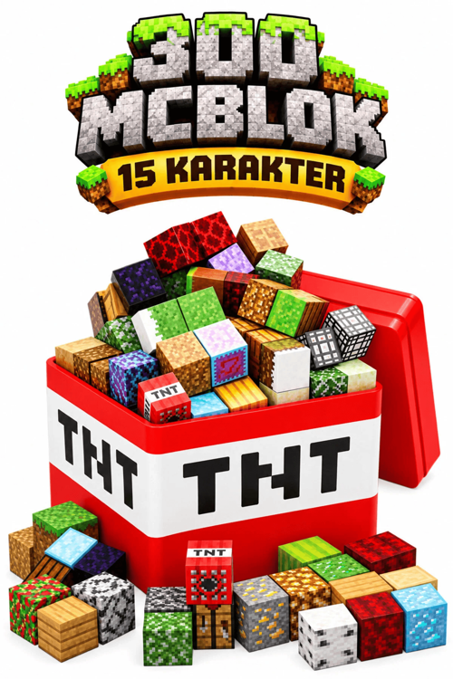 TNT Kutulu Minecraft Manyetik Blok Seti - 300 Parça + 15 Karakter