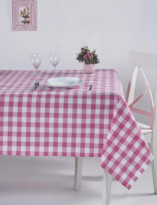 Kareli Masa Örtüsü Pembe
