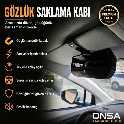 Araç İçi Güneşlik Gözlük Saklama Kabı | Mıknatıslı Premium Tasarım