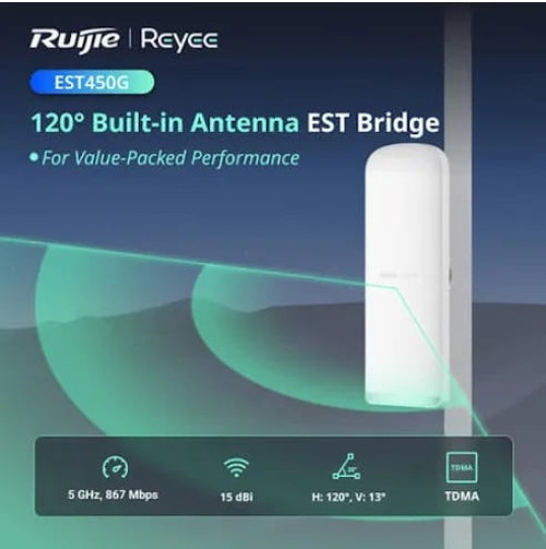 RG-EST450G 5Ghz Dış Ortam Noktadan Çok Noktaya Access Point, 120 Derece, Kutu İçeriği 1 Adet