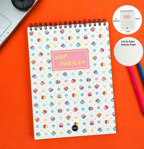 Hep Parılda 30x21Cm A4 Sketch Book - Eskiz Defteri - 270 Gr - 34 Yaprak