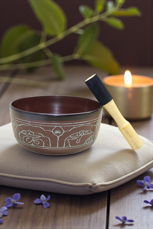 Meditasyon Çanı Yoga Çanı Tibet Çanağı Singing Bowl Desenli Ürün Ölçüleri;19*10 Cm