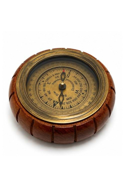 Ahşap Gövdeli Pirinç Pusula - 10.5cm