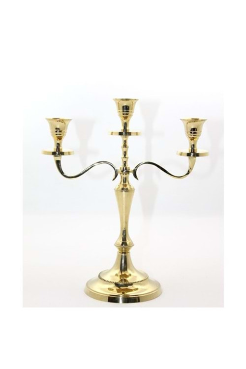 Pirinç 3'lü Şamdan - 23cm
