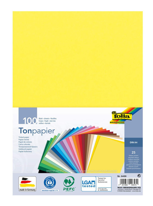 6499 - Renkli Kağıt Karışımı, DIN A4, 130 g/m², 100 yaprak, 25 farklı renkte, el işi ve yaratıcı kart, pencere resimleri ve defteri için