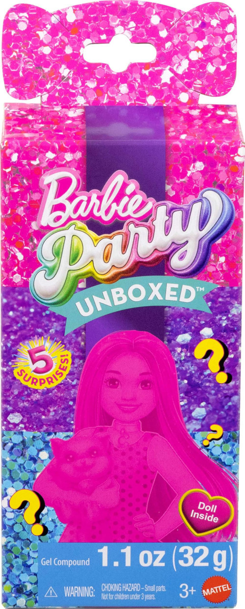 Party Unboxed Chelsea oyuncak bebek seti, Party serisi 6 sürpriz, evcil hayvan ve renk d