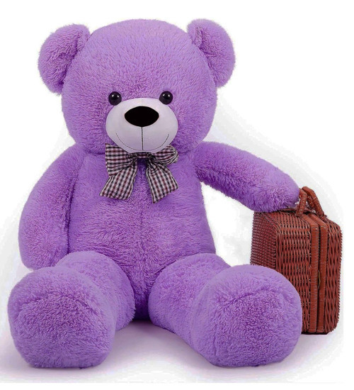 Papyonlu Sevimli Peluş Şaşkın Ayı 80 cm - Sevgiliye Özel HEDİYE Lila