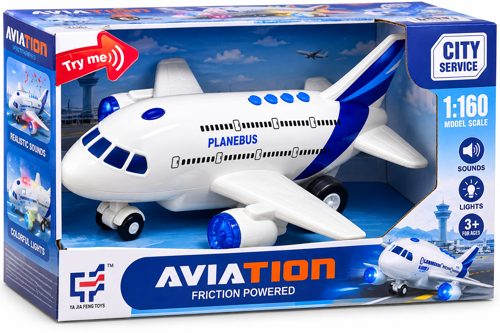25 cm Sesli ve Işıklı Airbus Yolcu Uçağı – Sürtmelı Hareketli mavi