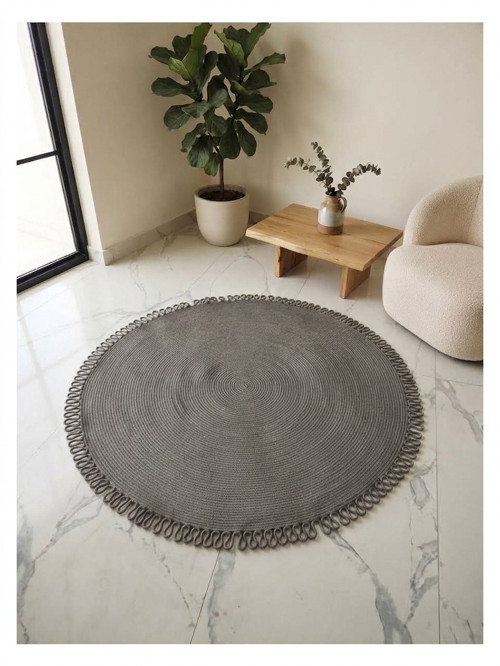 Nakkaş Home 120x120 Jüt Yuvarlak Gri Kilim 120 x 120 CM