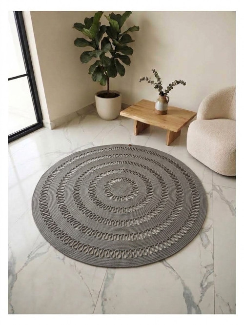 Nakkaş Home 120x120 Jüt Yuvarlak Grey Kilim 120 x 120 CM