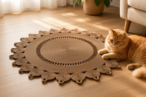 Nakkaş Home Su Damlası Modeli 120x120 Jüt Yuvarlak Kilim 120 x 120 CM