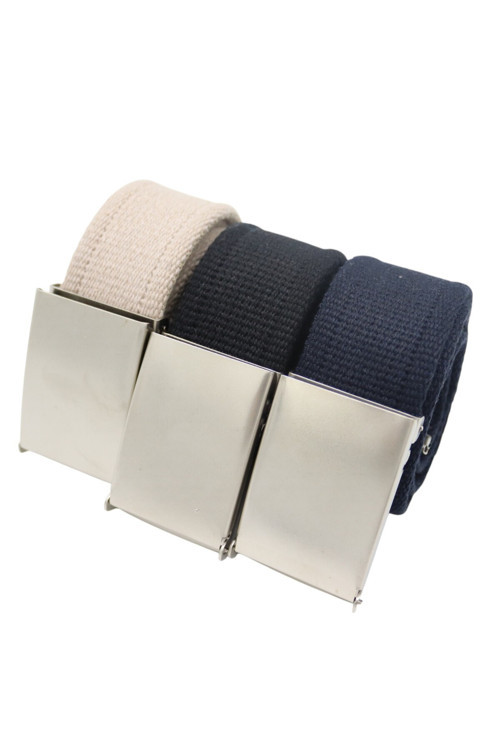Unisex 3Lü Set (Siyah-Lacivert-Bej) Dokuma Nilel Tokalı Kanvas Taktik Kemer 4Cmx 120 Cm
