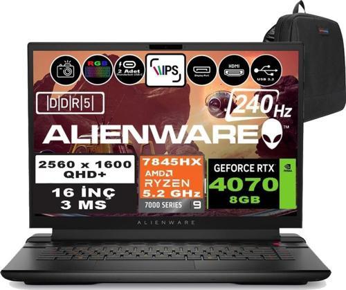 Alienware M16 R1 Amd Ryzen 9 7845HX 32GB Ddr5 1tb SSD RTX4070-8GB 16 Inç 240Hz Qhd+ W11 Pro AWM16AMDR9HX70WP01