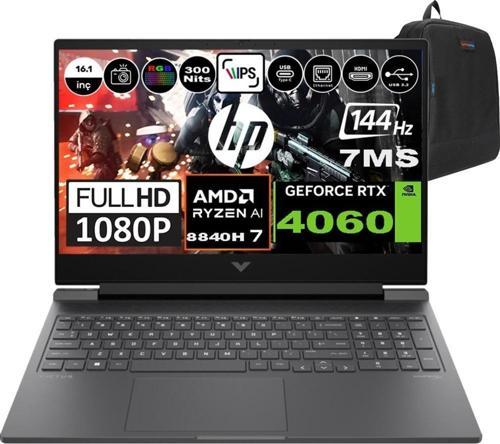 Victus 16-S1010NT Amd Ryzen 7 8840H 96GB Ram 4tb SSD Freedos 16.1 Inç Fhd 144Hz 7ms 300NİT 8GB-RTX4060 9Z790EAF12