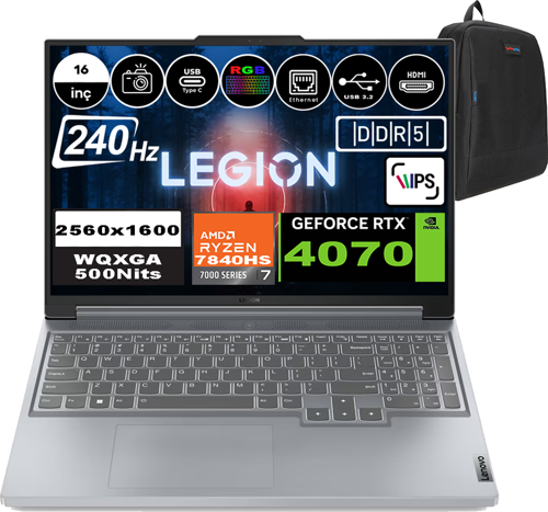 Legion Slim 5 16APH8 Amd Ryzen 7 7840HS 96GB 512GB SSD 8gb Rtx 4070 Gddr6 16″ Wqxga W11 Pro 82Y90094TXP13